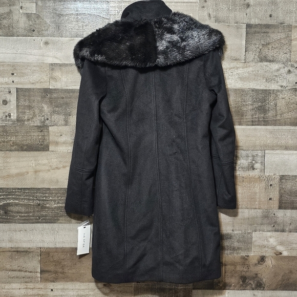 Via Spiga Faux Fur Collar Wool Trim Coat - Picture 5 of 11
